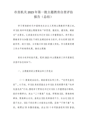 市直机关2023年第一批主题教育自查评估报告（总结）.docx
