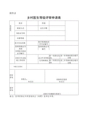 乡村医生等级评审申请表.docx