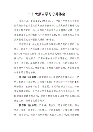二十大报告学习心得体会（通用）.docx