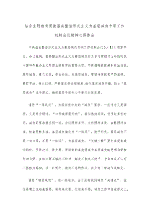 结合主题教育贯彻落实整治形式主义为基层减负专项工作机制会议精神心得体会.docx