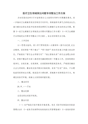医疗卫生领域突出问题专项整治工作方案四.docx