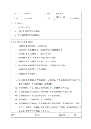 仓库部岗位说明书（照明行业）.docx