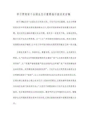 学习贯彻首个全国生态日重要指示座谈发言稿.docx