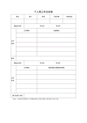 个人周工作总结表.docx