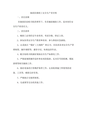 抽放队辅助工安全生产责任制.docx