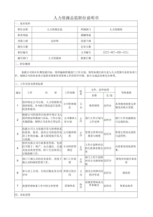 人力资源总监职位说明书（范本2个）.docx