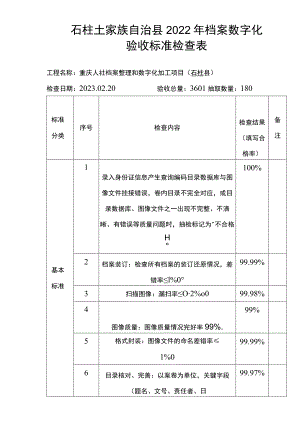 石柱土家族自治县2022年档案数字化验收标准检查表.docx