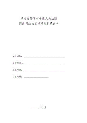 湖南省邵阳市中级人民法院网络司法拍卖辅助机构承诺书.docx