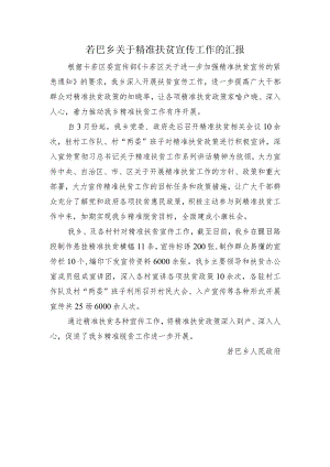 若巴乡关于精准扶贫宣传工作的汇报 .docx