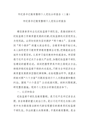 市纪委书记教育整顿个人党性分析报告(二篇).docx