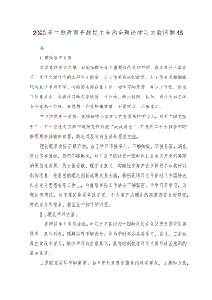 2023年8月整理主题教育专题民主生活会“理论学习”方面查摆存在问题15条.docx