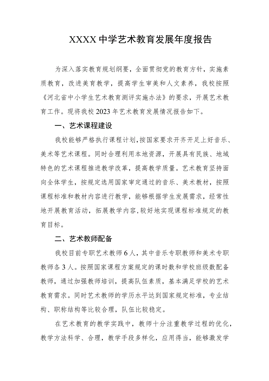 中学艺术教育发展年度报告.docx_第1页