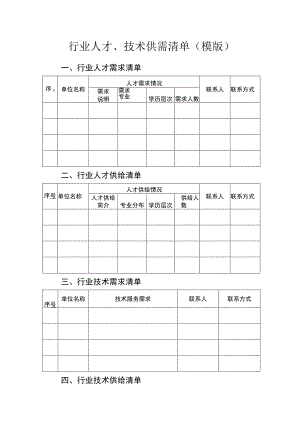 行业人才、技术供需清单（模版）.docx