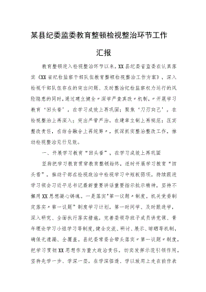 某县纪委监委教育整顿检视整治环节工作汇报.docx