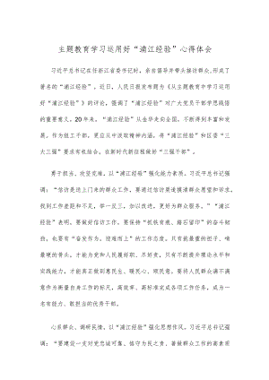 主题教育学习运用好“浦江经验”心得体会.docx