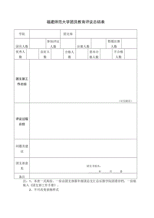 福建师范大学团员教育评议总结表.docx