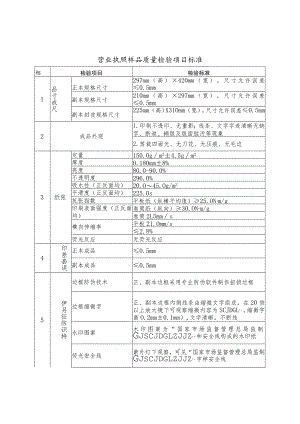 营业执照样品质量检验项目标准.docx