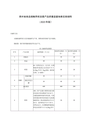 贵州省食品接触用纸容器产品质量监督抽查实施细则2023年版.docx