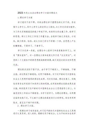 2023年民主生活会理论学习方面问题范文.docx