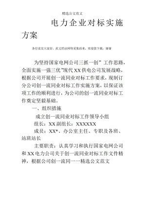 电力企业对标实施方案.docx
