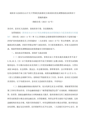 湖南省人民政府办公厅关于贯彻促发展惠民生要求落实优化调整稳就业政策若干措施的通知.docx
