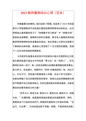 2023教师暑期培训心得.docx