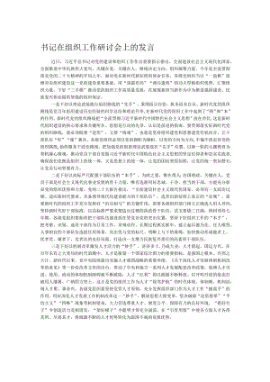 书记在组织工作研讨会上的发言.docx
