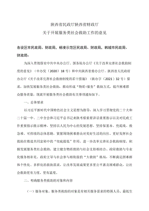 陕西省关于开展服务类社会救助工作的意见（2023年）.docx