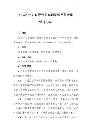 热力有限公司车辆管理及驾驶员管理办法.docx