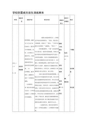 学校防震减灾逃生演练脚本.docx