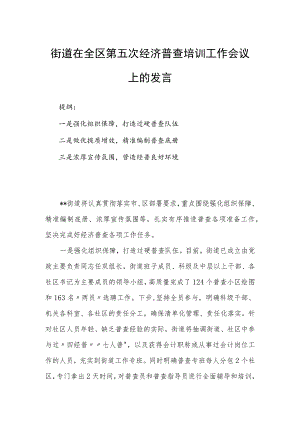 街道在全区第五次经济普查培训工作会议上的发言.docx