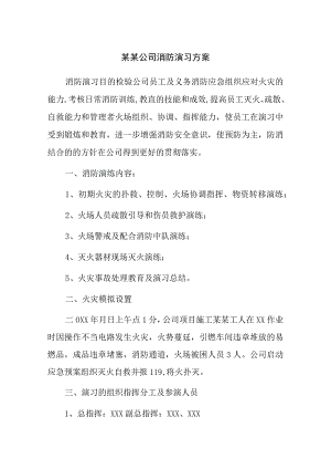 某某公司消防演习方案.docx