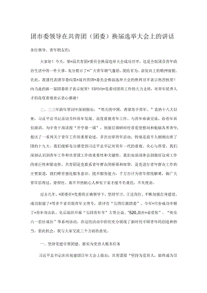团市委领导在共青团（团委）换届选举大会上的讲话.docx