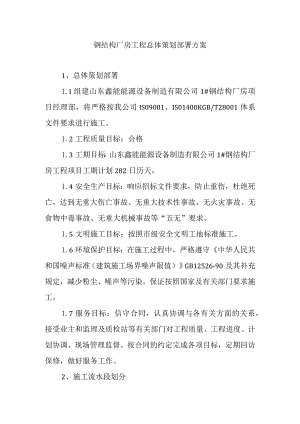钢结构厂房工程总体策划部署方案.docx