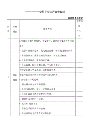 工厂车间安全隐患自查自纠排查表.docx
