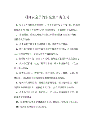 项目安全员的安全生产责任制模板范本.docx