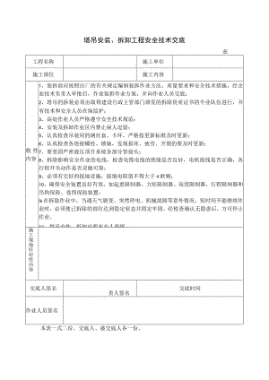 塔吊安装、拆卸工程安全技术交底.docx
