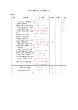 职业安全健康规章制度考评检查表.docx