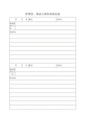 ICU护理员、保洁工岗位培训记录表.docx
