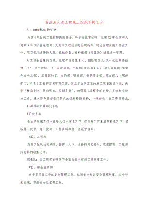 某滨海大道工程施工组织机构划分.docx