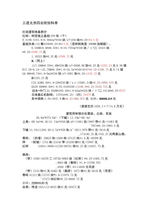 三进北京四合院估料单.docx