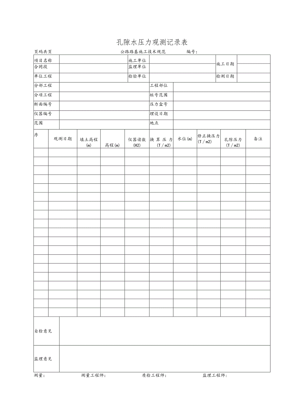 孔隙水压力观测记录表.docx_第1页