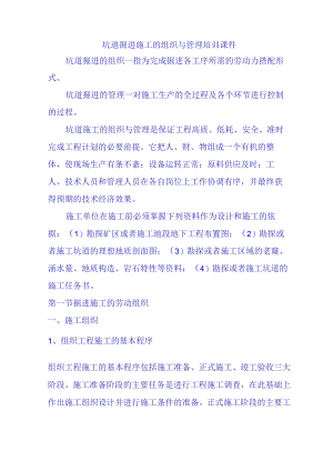 坑道掘进施工的组织与管理培训课件.docx