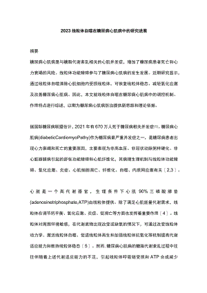 2023线粒体自噬在糖尿病心肌病中的研究进展.docx