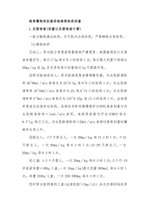碳青霉烯类抗菌药物推荐给药剂量.docx