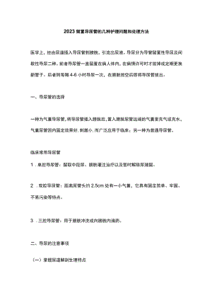 2023留置导尿管的几种护理问题和处理方法.docx
