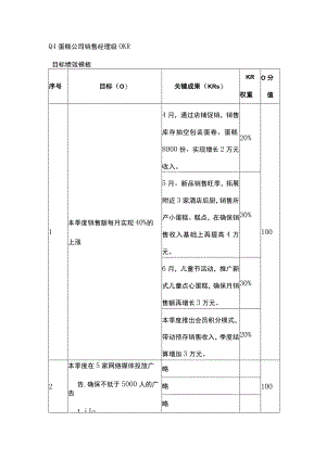 蛋糕公司销售经理级OKR模板.docx