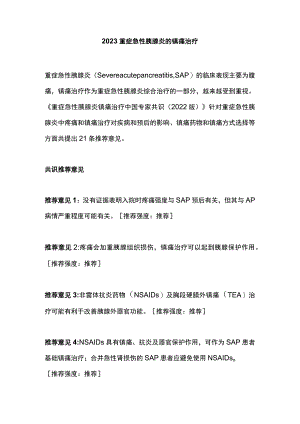 2023重症急性胰腺炎的镇痛治疗.docx