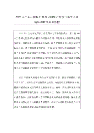 2023年生态环境保护督察全面整治持续打击生态环境监测数据弄虚作假.docx