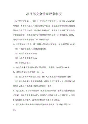 项目部安全管理规章制度模板范本.docx